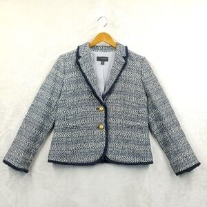 J Crew Blazer Women 8 Blue‎ Tweed Lady Jacket Long Sleeve Lined Classic Preppy
